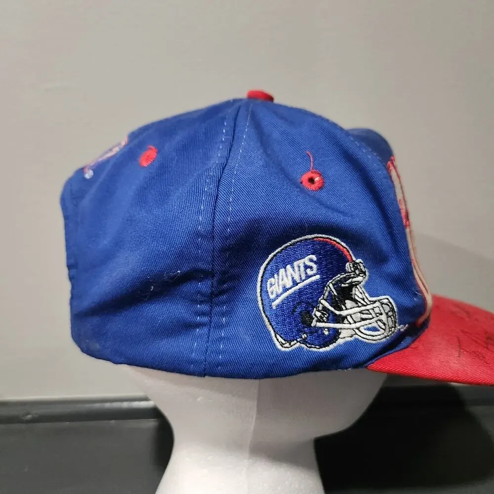 VTG New York Giants Logo 7 Team NFL Football SIGNED Snapback Hat Cap OSFA‎